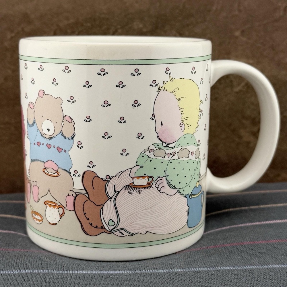 Vintage‎ Japan Baby Girl & Bears Tea Party Coffee Tea Cup Mug Michel & Company